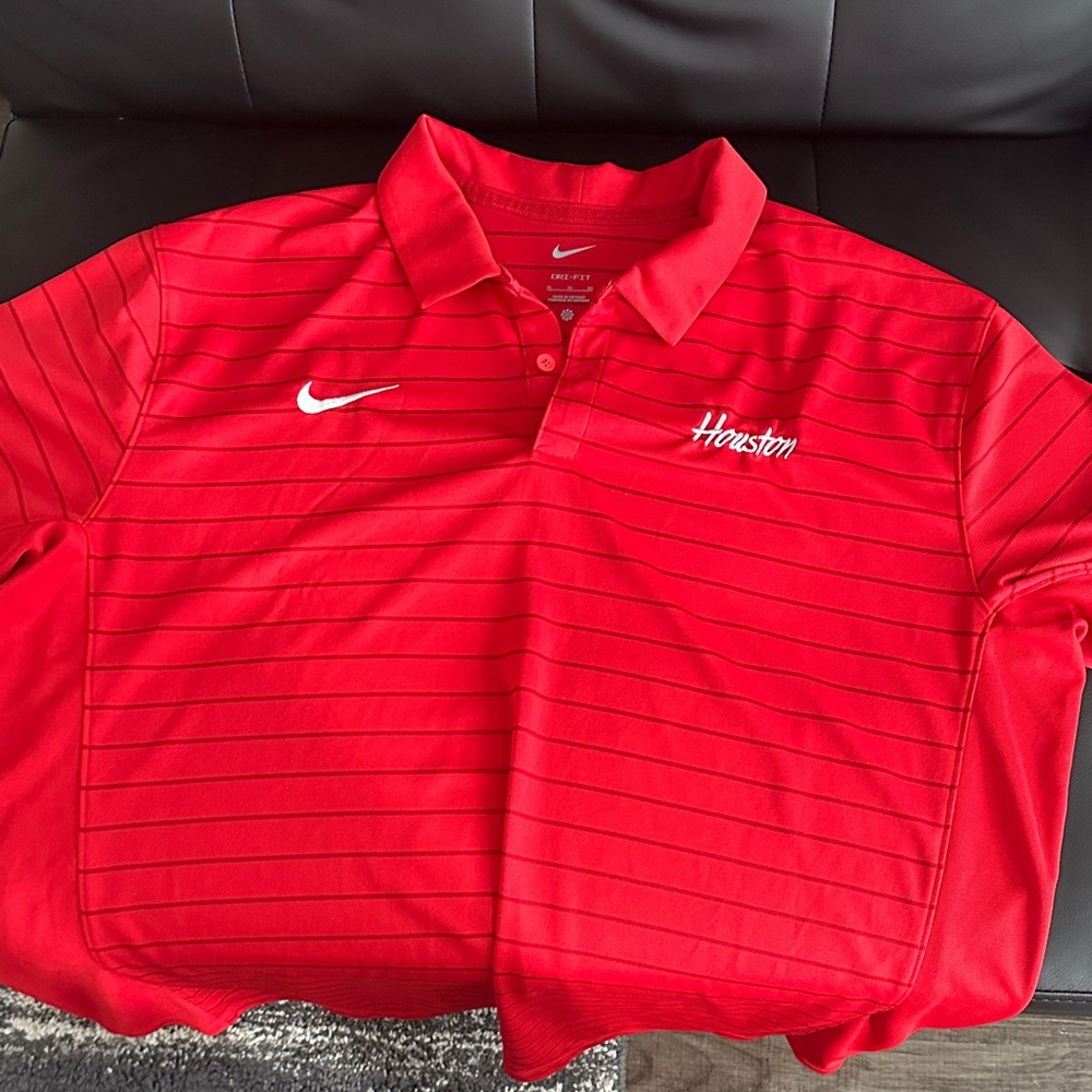Nike Red Polo Shirt with Subtle Stripes